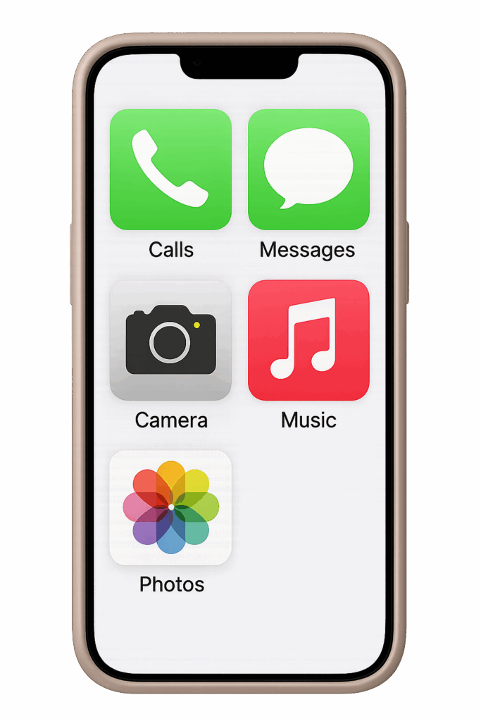 iPhone screen showing assistive access display to help in digital parenting.